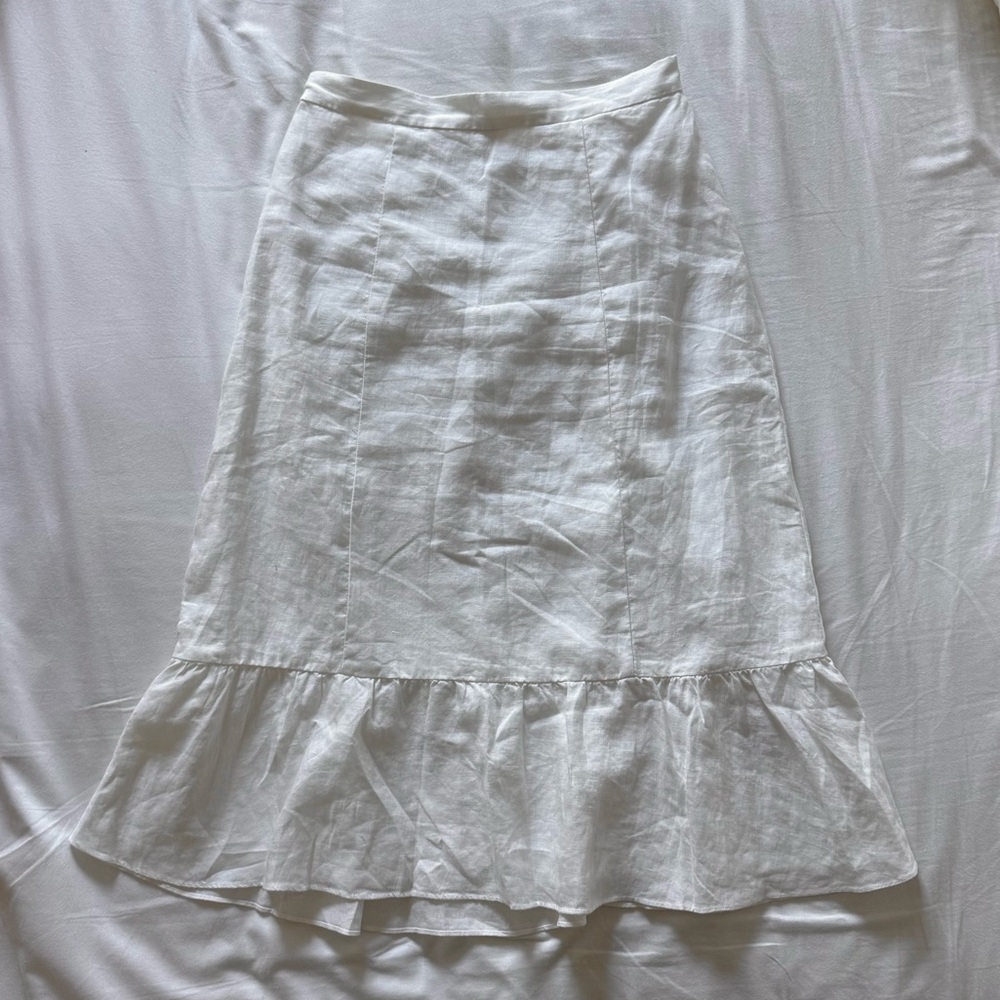 Aritzia Wilfred chariot white linen midi skirt